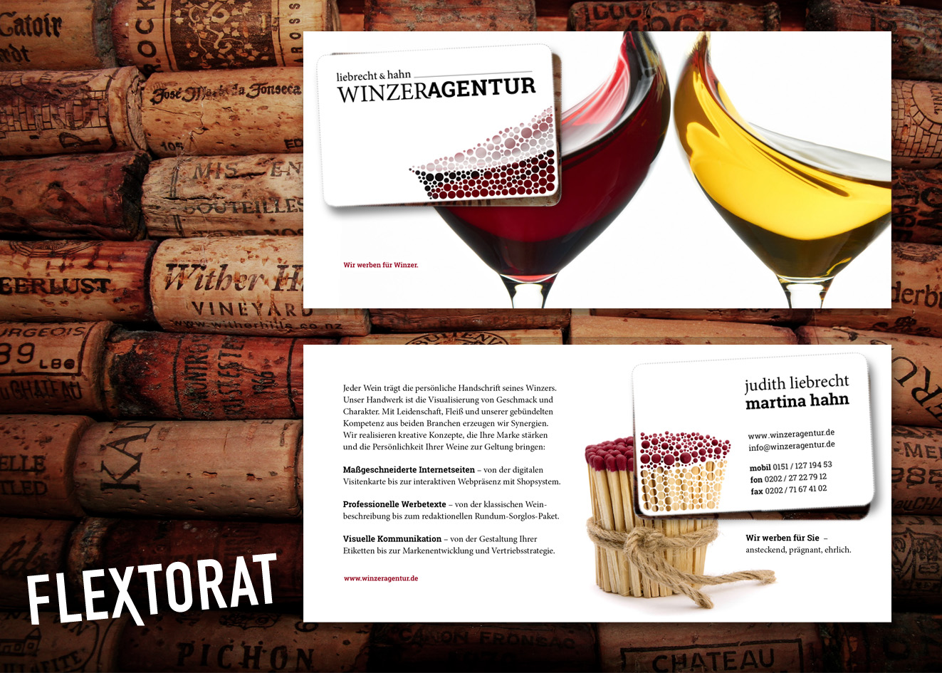 Flyer mit perforierter Visitenkarte und UV-Lack